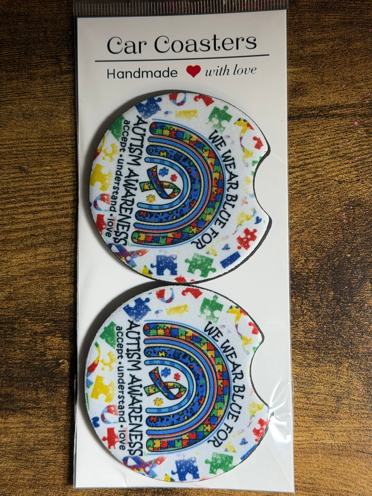 Autism Awareness Themed Car Coasters